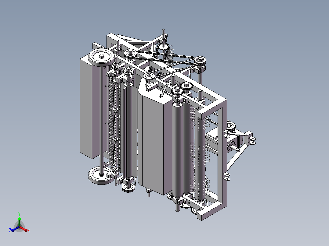 拔棉杆粉碎残膜回收联合作业机设计与仿真（sw12可编辑+CAD+说明书）正等轴测图