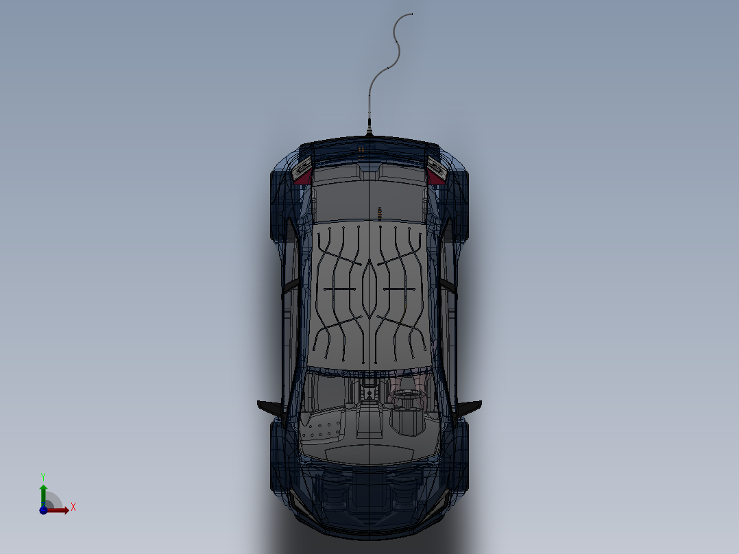 四轮电动汽车轿车布局结构设计图纸3D三维模型素材SW前视图