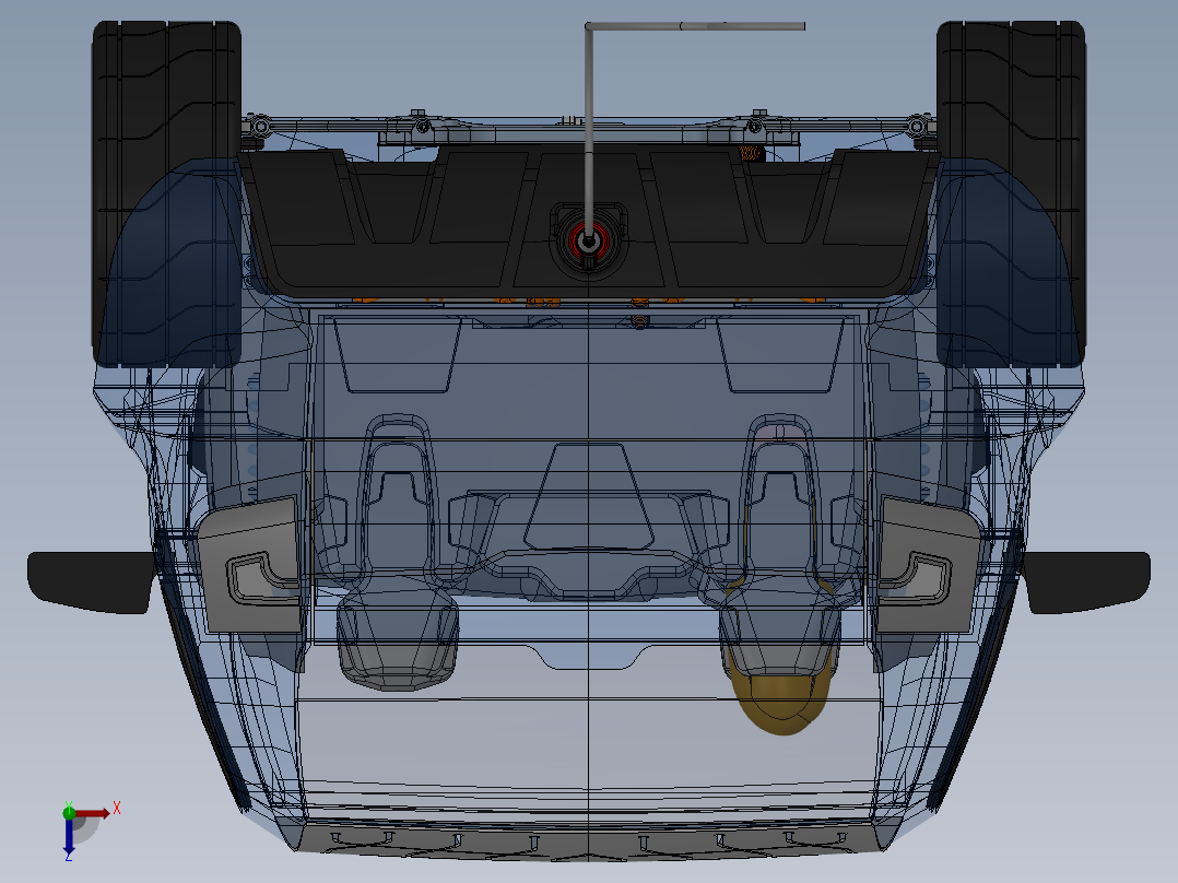 四轮电动汽车轿车布局结构设计图纸3D三维模型素材SW俯视图