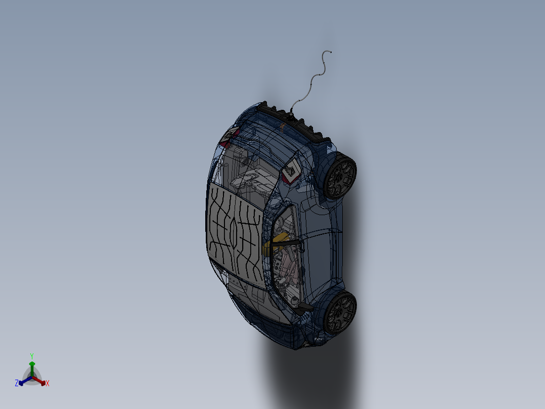 四轮电动汽车轿车布局结构设计图纸3D三维模型素材SW正等轴测图