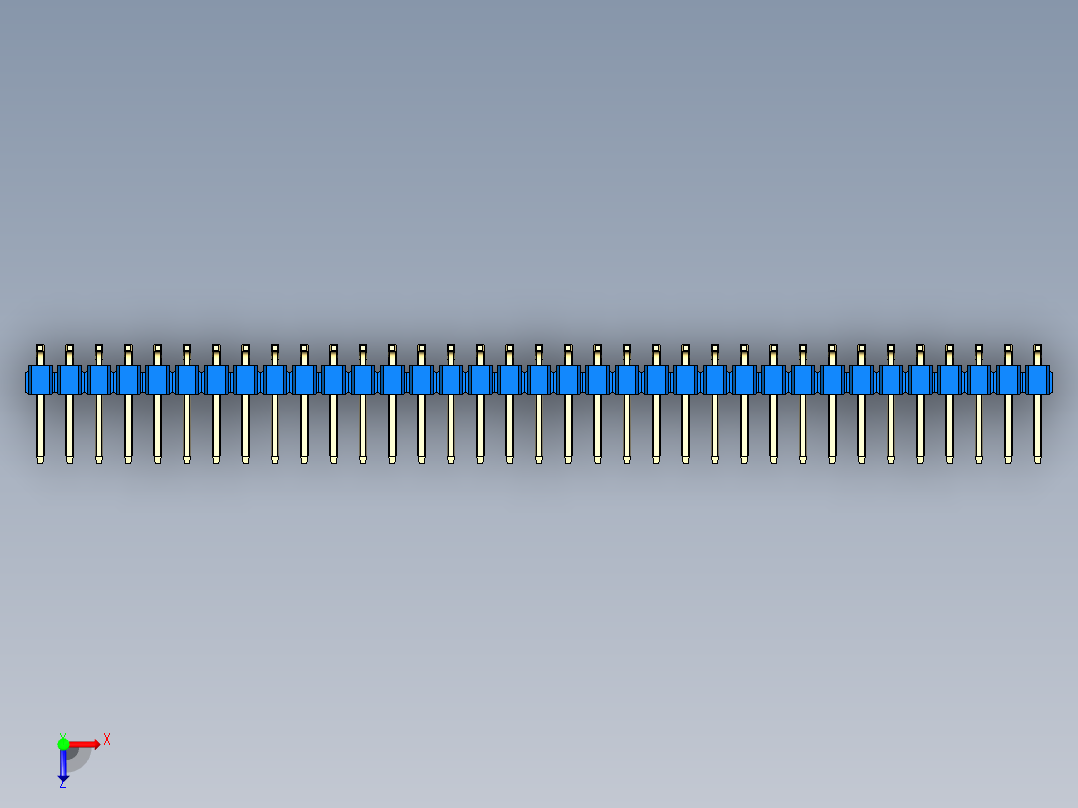 彩色公排针 100mil 2.54mm 系列-DS1022_blue_70p_100mil_TypeSMT_rev1.0俯视图