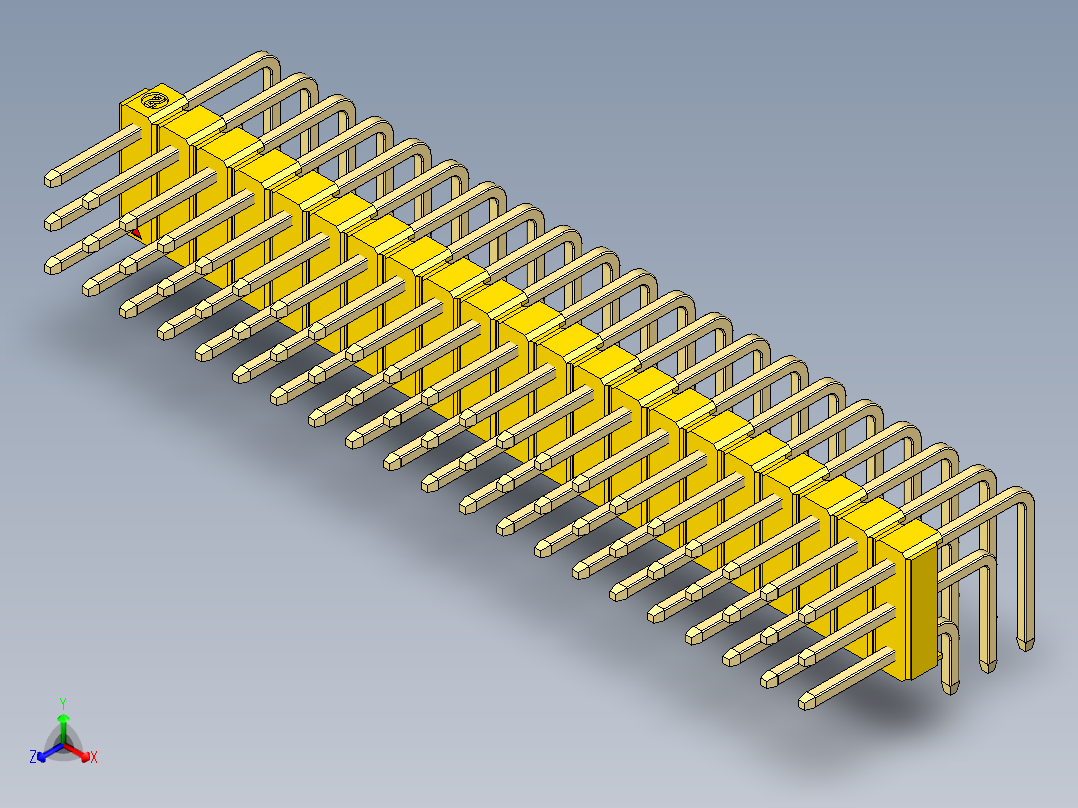 彩色公排针 100mil 2.54mm 系列-DS1022_yellow_3x21p_100mil_TypeD_rev1.0