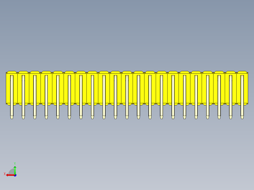 彩色公排针 100mil 2.54mm 系列-DS1022_yellow_3x21p_100mil_TypeD_rev1.0后视图