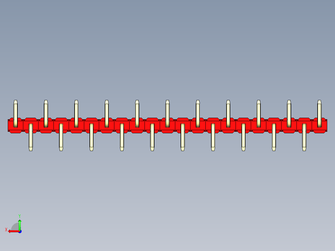 彩色公排针 100mil 2.54mm 系列-DS1022_red_21p_100mil_Type_SMT_R1_rev1.0后视图