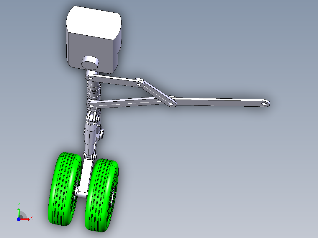 飞机起落架三维模型前视图