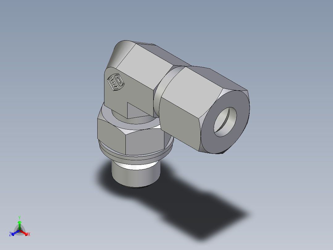 卡套式工业通用硬管接头EO_Adjustable_Locknut_elbow_WEE08ZLMCF正等轴测图