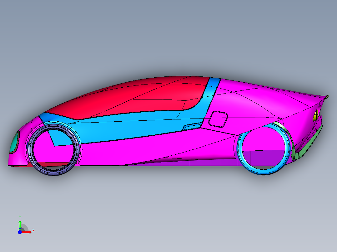 挎斗双鱼雷赛车汽车前视图