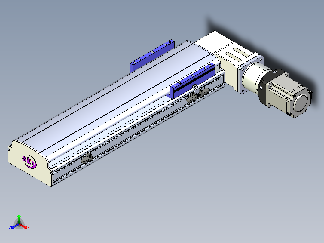 同步带滑台-半封闭B17-L100-S400-R-P75-D3-N3正等轴测图