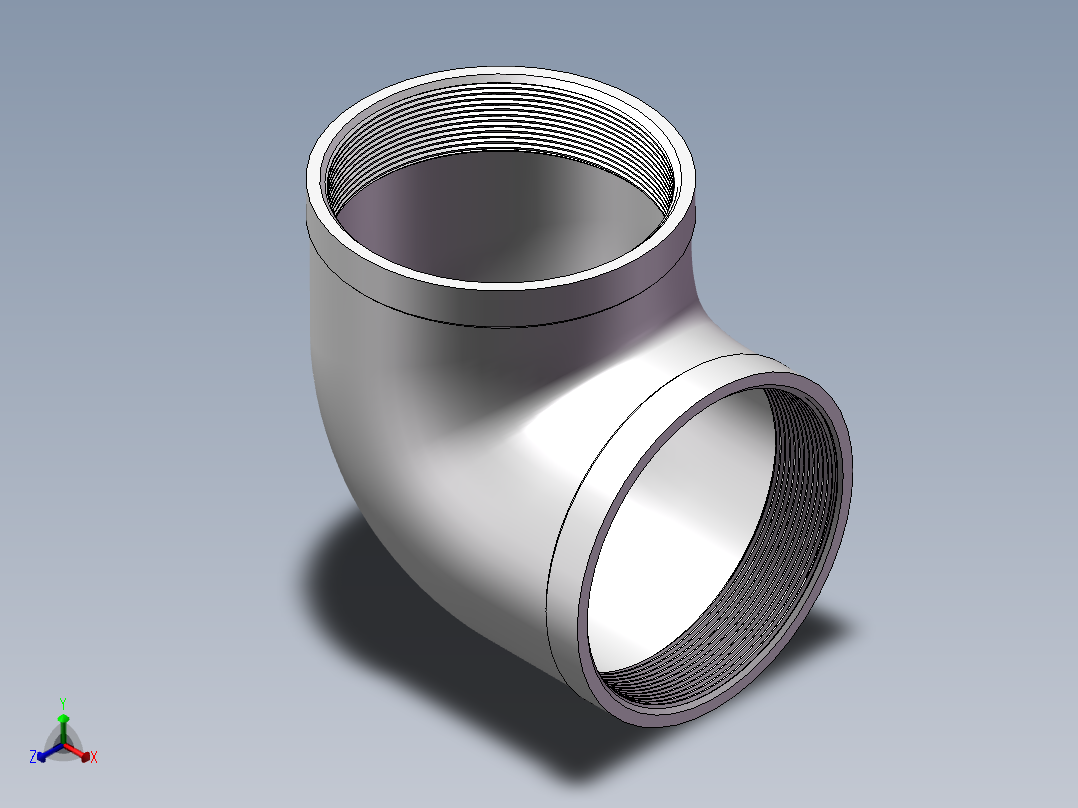 弯头-90°等径 DN100正等轴测图