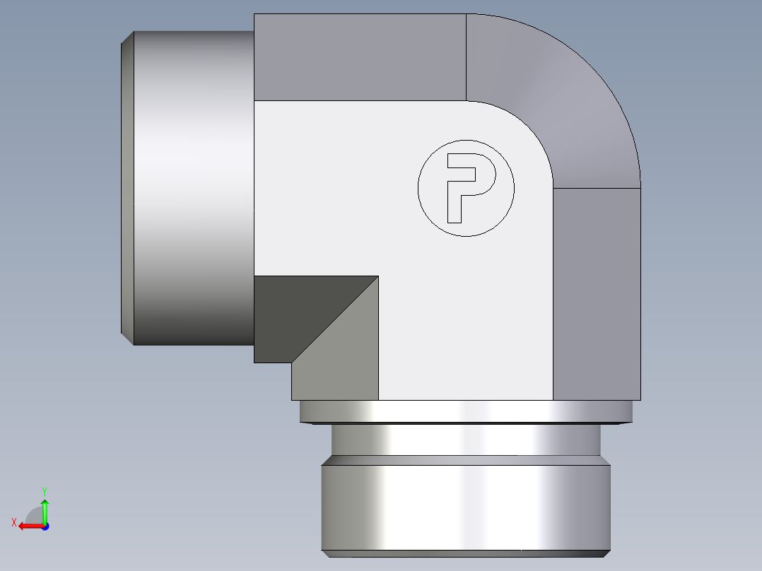 卡套式工业通用硬管接头EO_Male_stud_elbow_WE38SR71X后视图