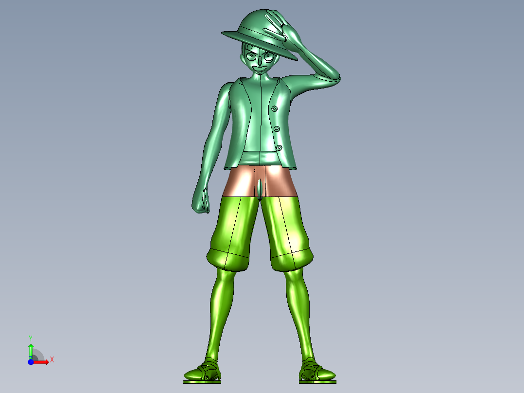 笑脸大笑路飞二次元模型前视图