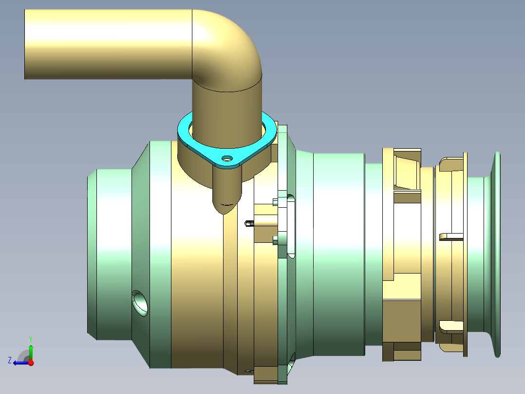 食品垃圾处理器设计（三维图+CAD图纸+说明）右视图