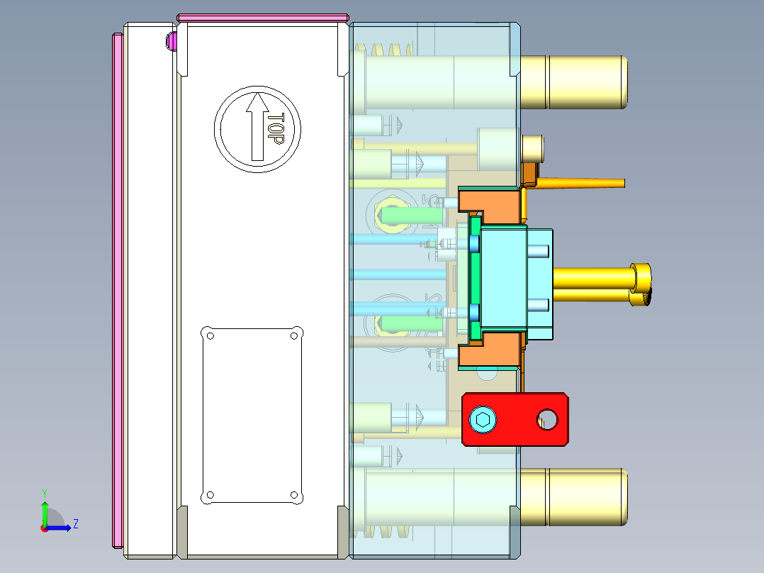 2525-CI-公模滑块带限位夹-机嘴偏心左视图