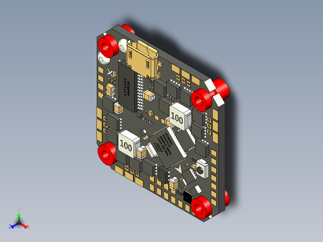 FPV无人机飞控电路板正等轴测图