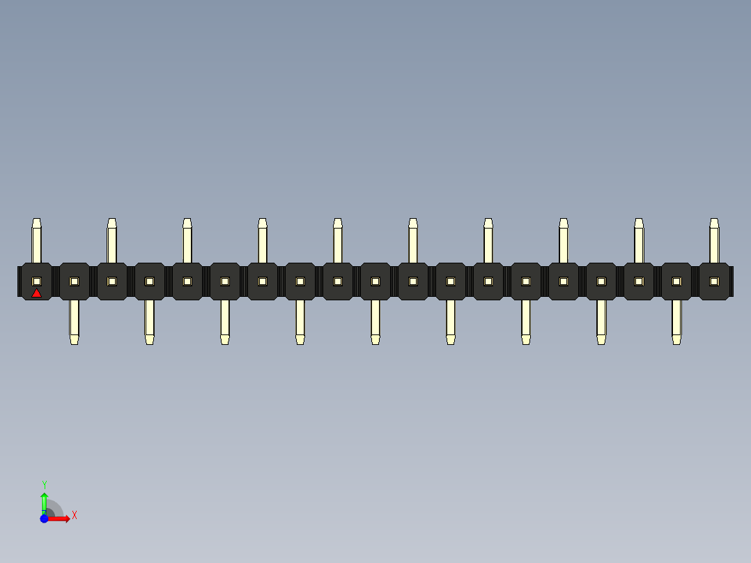 彩色公排针 100mil 2.54mm 系列-DS1022_black_19p_100mil_Type_SMT_R1_rev1.0前视图