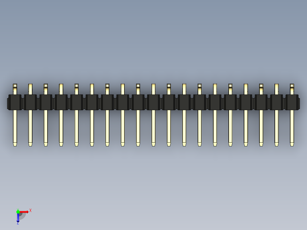 彩色公排针 100mil 2.54mm 系列-DS1022_black_19p_100mil_Type_SMT_R1_rev1.0俯视图