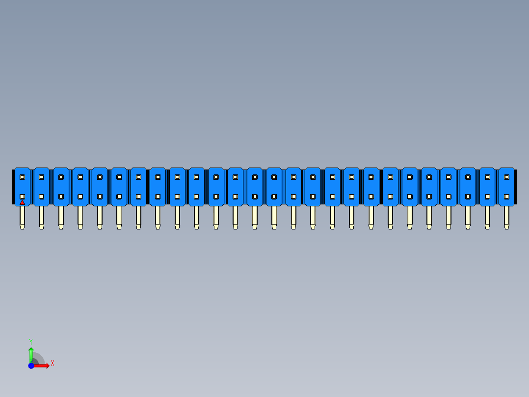 彩色公排针 100mil 2.54mm 系列-DS1022_blue_2x26p_100mil_TypeD_rev1.0前视图