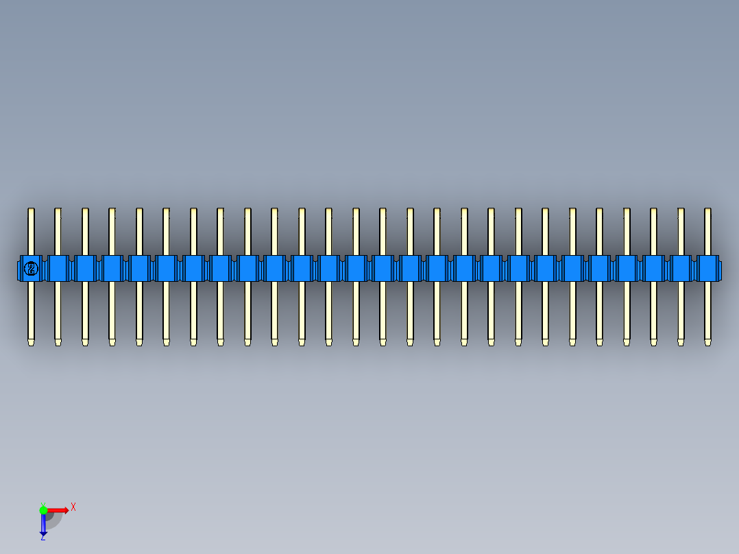 彩色公排针 100mil 2.54mm 系列-DS1022_blue_2x26p_100mil_TypeD_rev1.0俯视图