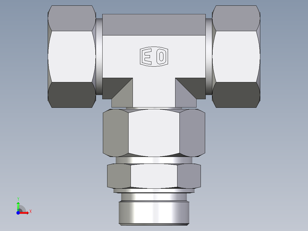 卡套式工业通用硬管接头EO_Assembled_adjustable_standpipe_branch_tee_EVT38SR71前视图