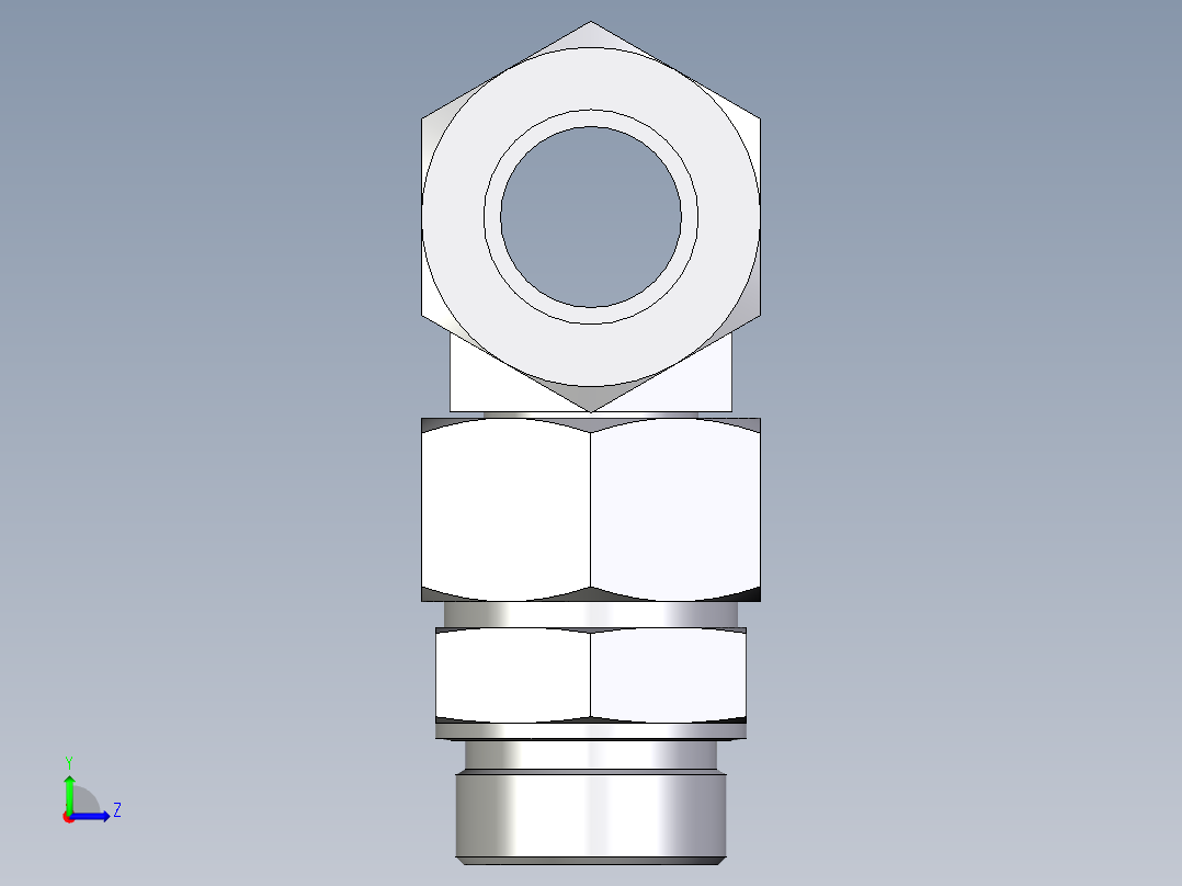 卡套式工业通用硬管接头EO_Assembled_adjustable_standpipe_branch_tee_EVT38SR71左视图