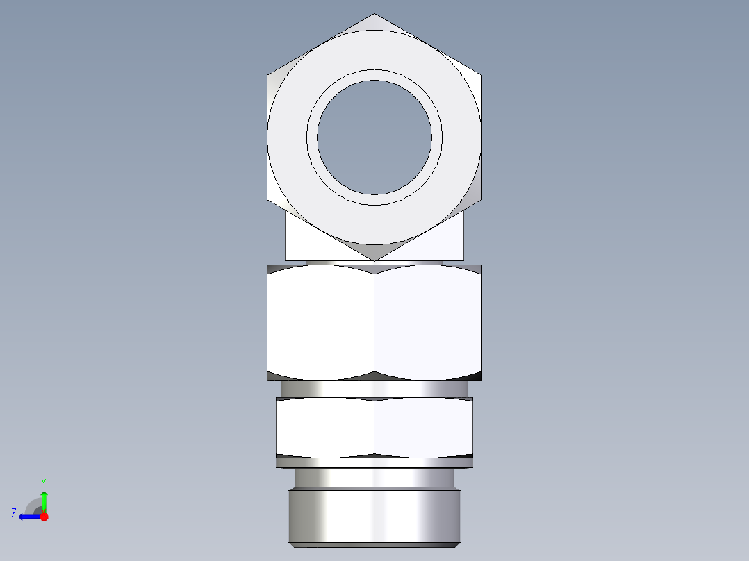 卡套式工业通用硬管接头EO_Assembled_adjustable_standpipe_branch_tee_EVT38SR71右视图