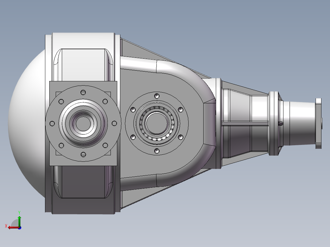 中型汽车驱动系统设计及仿真分析【双级主减速器驱动桥】【三维+二维+说明】后视图