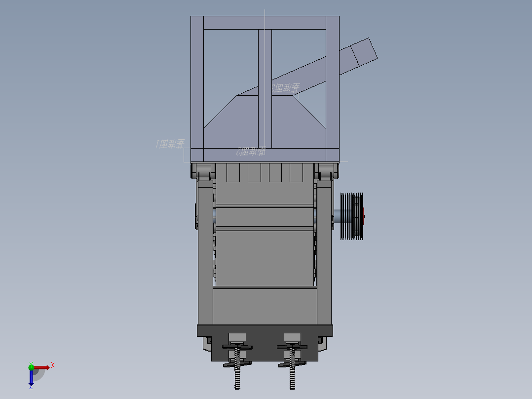 反击式破碎机-反向料斗俯视图