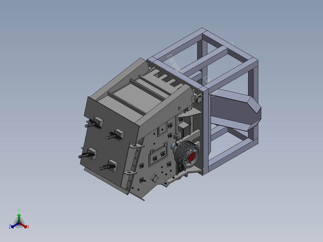 反击式破碎机-反向料斗正等轴测图