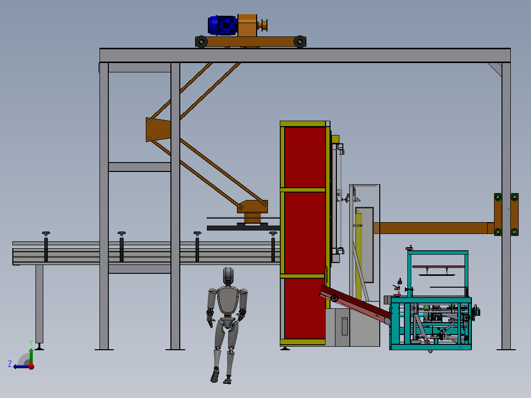木板自动加工生产线sw17可编辑右视图
