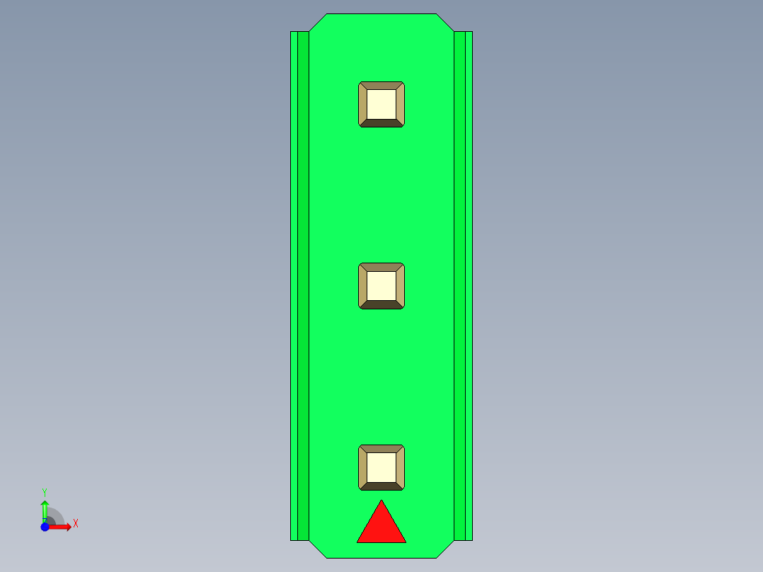 彩色公头100mil（2.54mm）系列-DS1021_green_3x01p_100mil_Type1_rev1.0前视图