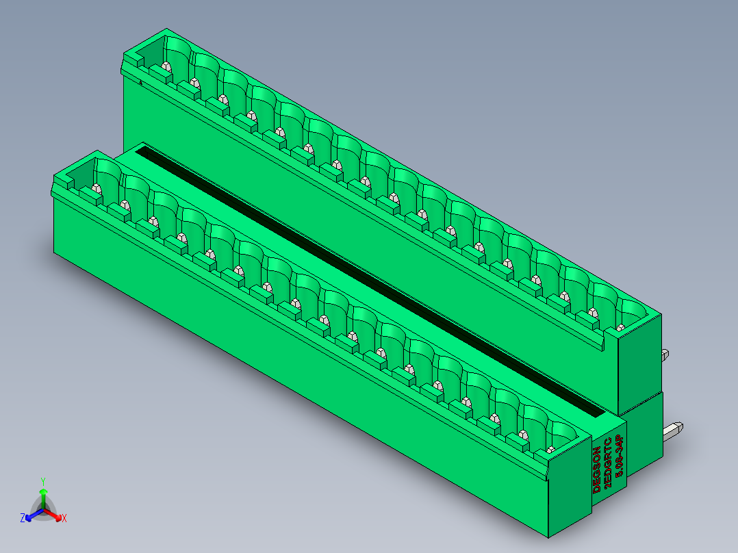 DEGSON 2EDG 系列 5.08mm 可插拔接线端子组-2EDGRTC-5.08-34P-14-00AH正等轴测图