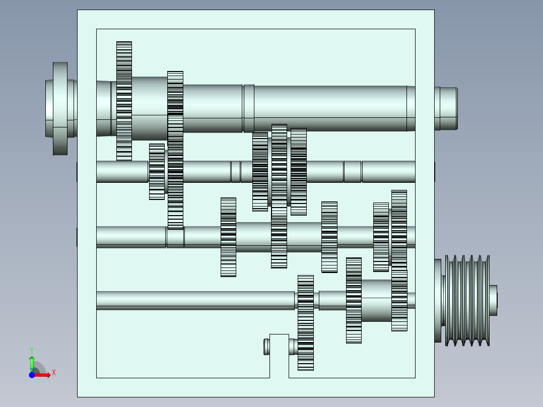 机床变速箱前视图