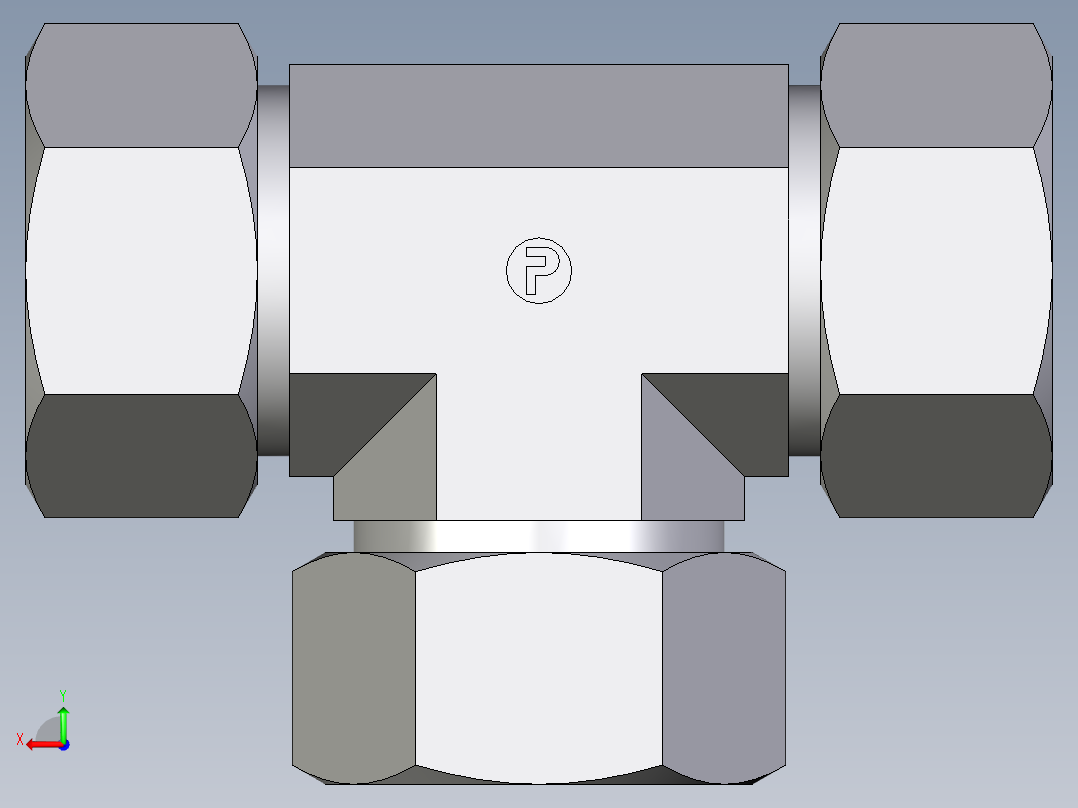 卡套式工业通用硬管接头EO_Union_tee_T38S71后视图
