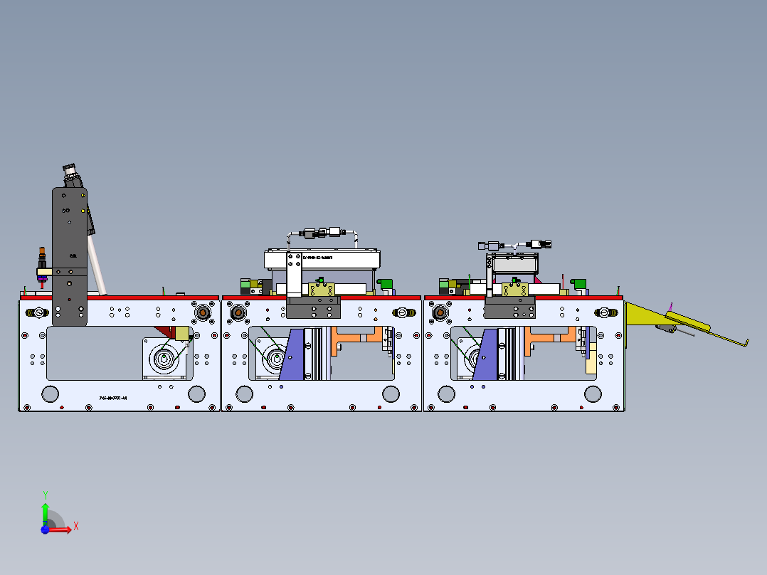 苹果手机外壳贴麦拉机组装流道（sw16可编辑+工程图+bom）前视图
