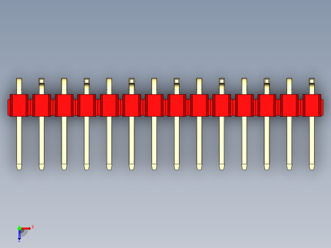 彩色公排针 100mil 2.54mm 系列-DS1022_red_14p_100mil_Type_SMT_R2_rev1.0俯视图