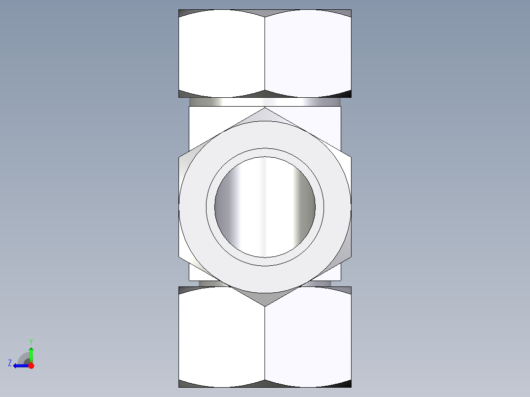 卡套式工业通用硬管接头EO_Swivel_nut_run_tee_EL28LCF右视图