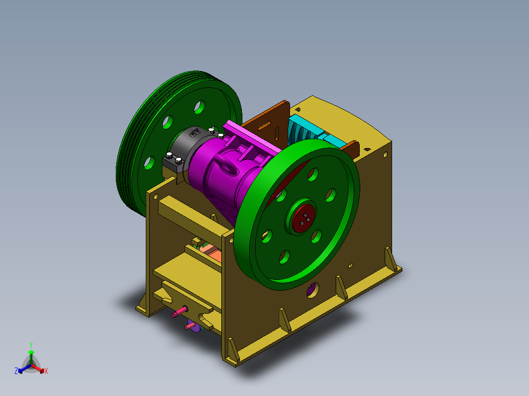PE600X900颚式破碎机三维正等轴测图