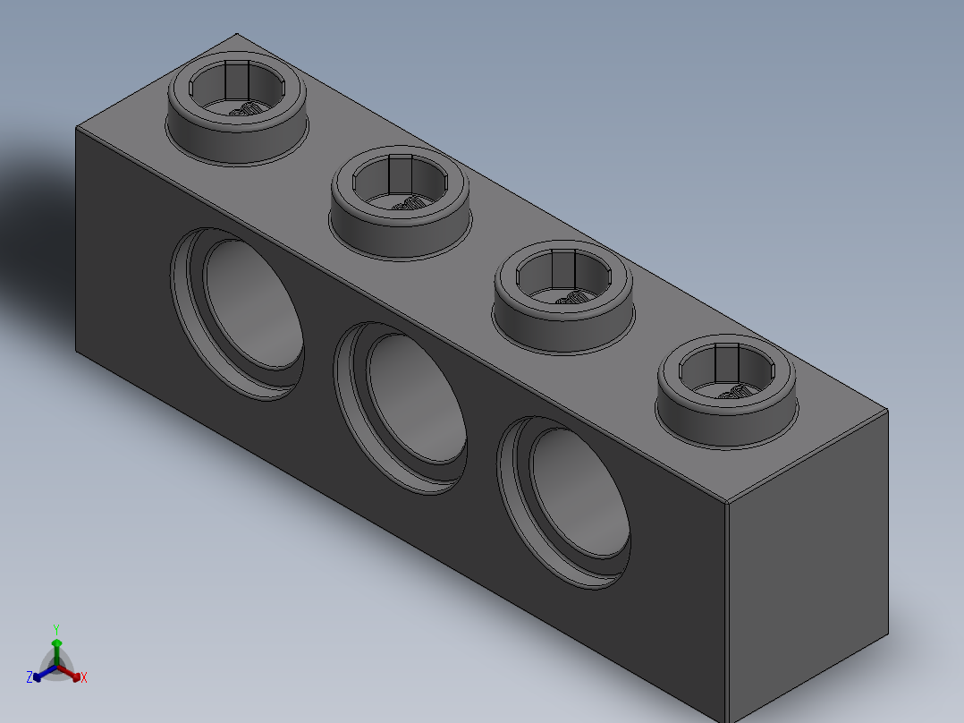 乐高机械组积木（横梁）-4211441 - 3701 Medium Stone Grey Technic Brick 1 x 4 with Holes