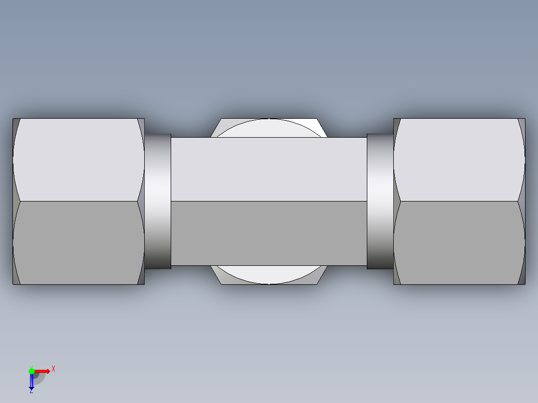 卡套式工业通用硬管接头EO_Swivel_nut_branch_tee_ET10ZSCF俯视图