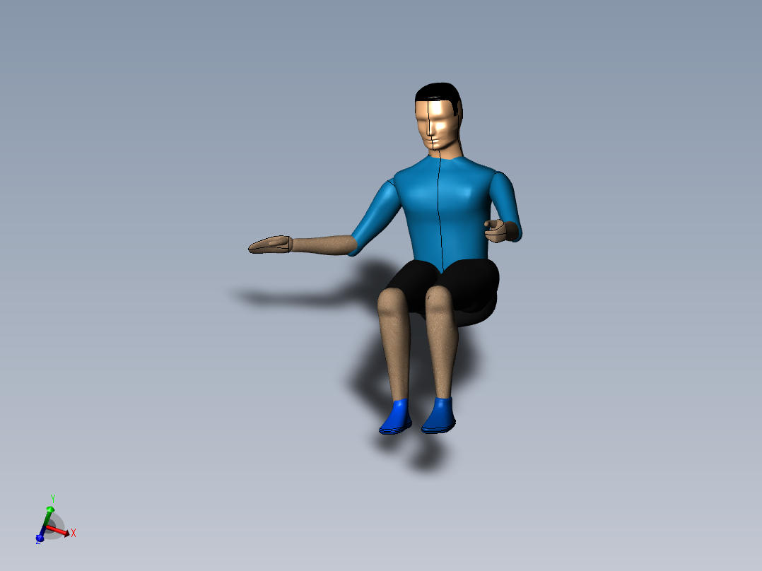 人机工程模型图纸标准人体模型可调整关节SolidWorks三维3D素材主视图