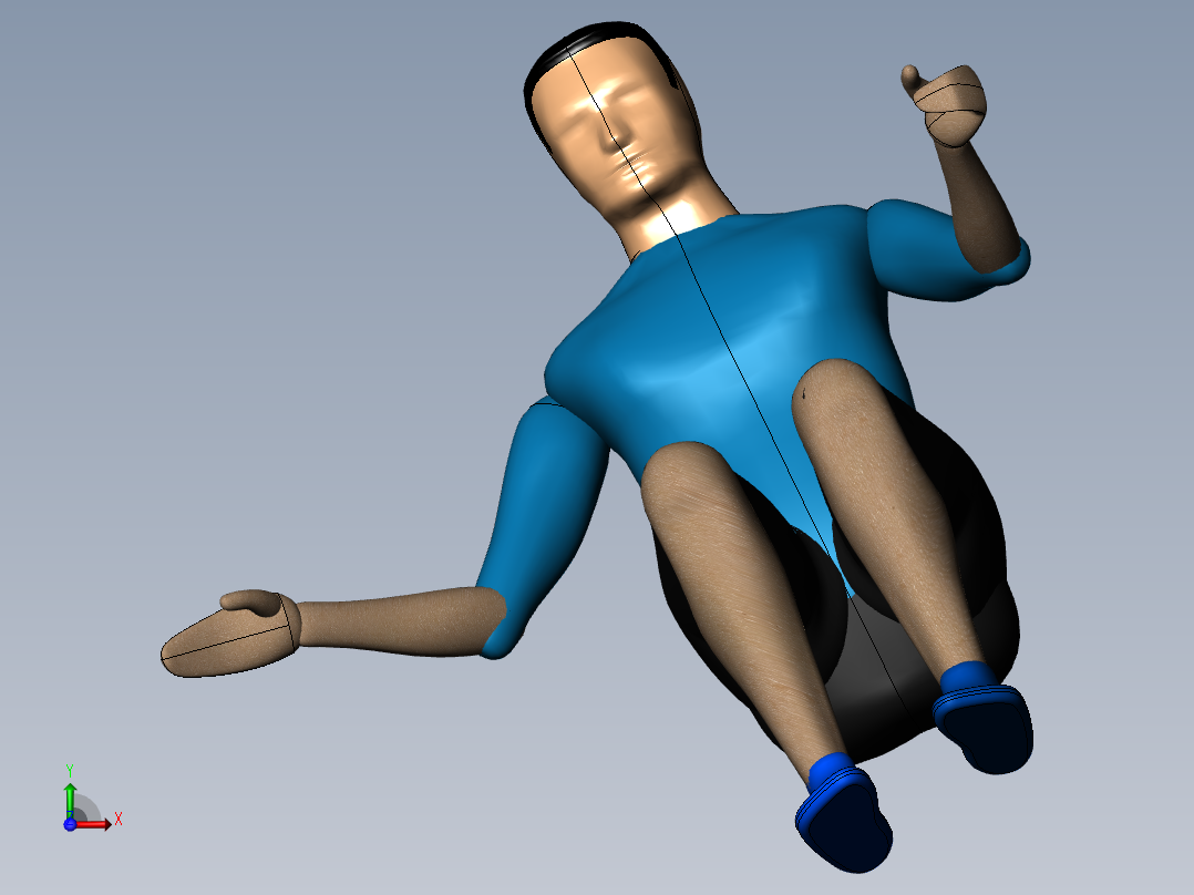 人机工程模型图纸标准人体模型可调整关节SolidWorks三维3D素材前视图