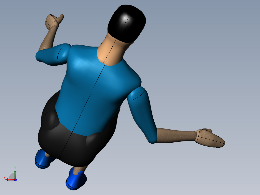 人机工程模型图纸标准人体模型可调整关节SolidWorks三维3D素材后视图
