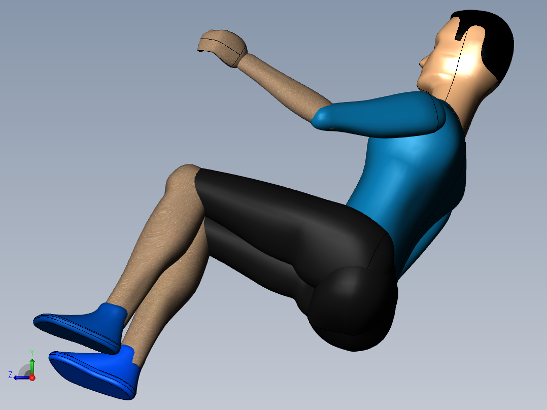 人机工程模型图纸标准人体模型可调整关节SolidWorks三维3D素材右视图