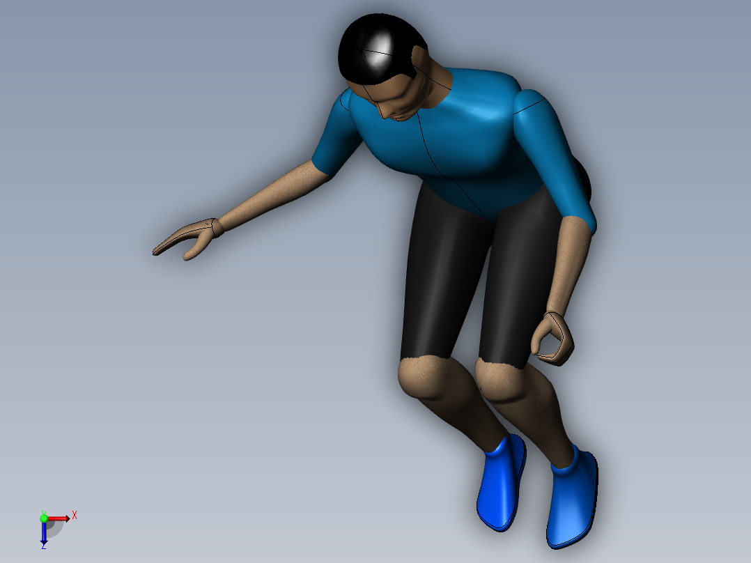 人机工程模型图纸标准人体模型可调整关节SolidWorks三维3D素材俯视图