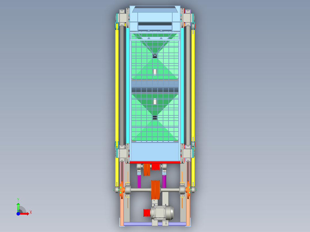 重力矿石筛选机前视图