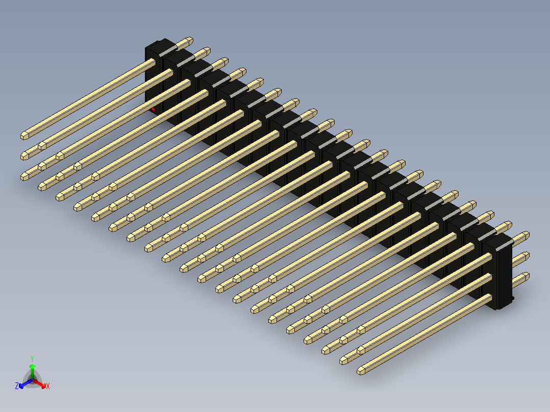 彩色公头100mil（2.54mm）系列-DS1021_black_3x20p_100mil_Type19_rev1.0正等轴测图