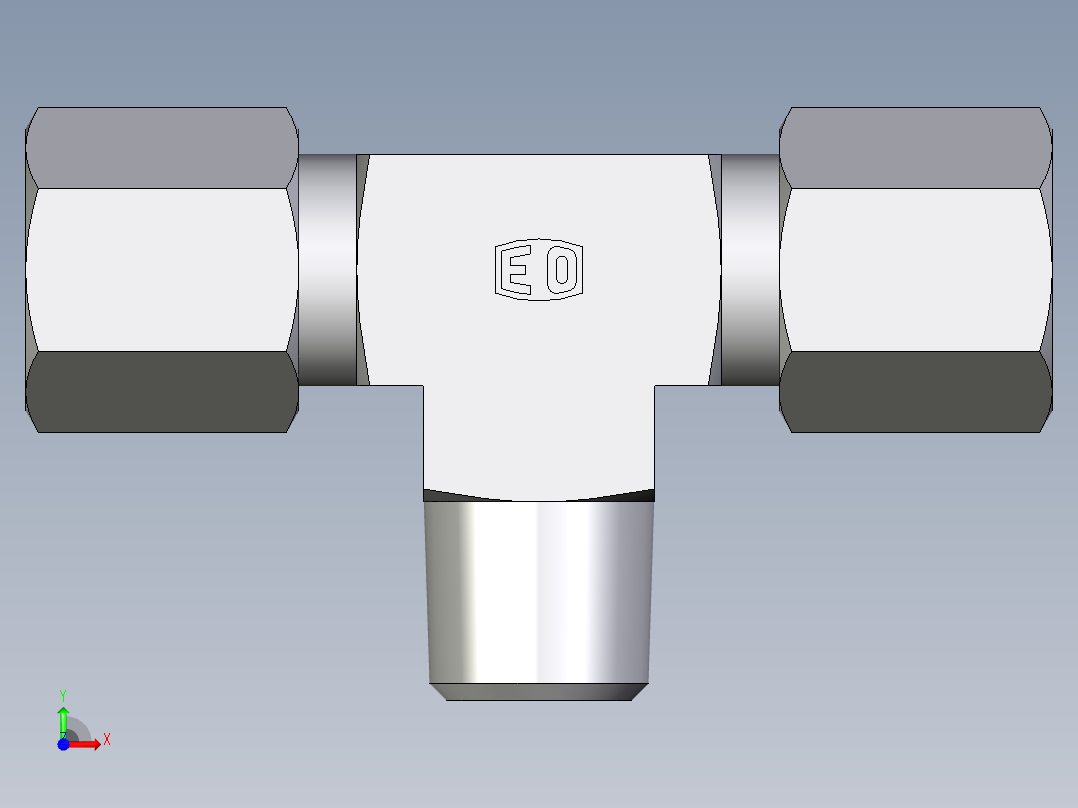 卡套式工业通用硬管接头EO_Male_stud_run_tee_TE06SRCF前视图