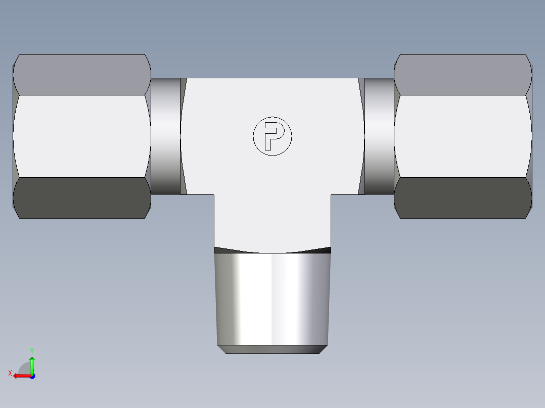 卡套式工业通用硬管接头EO_Male_stud_run_tee_TE06SRCF后视图