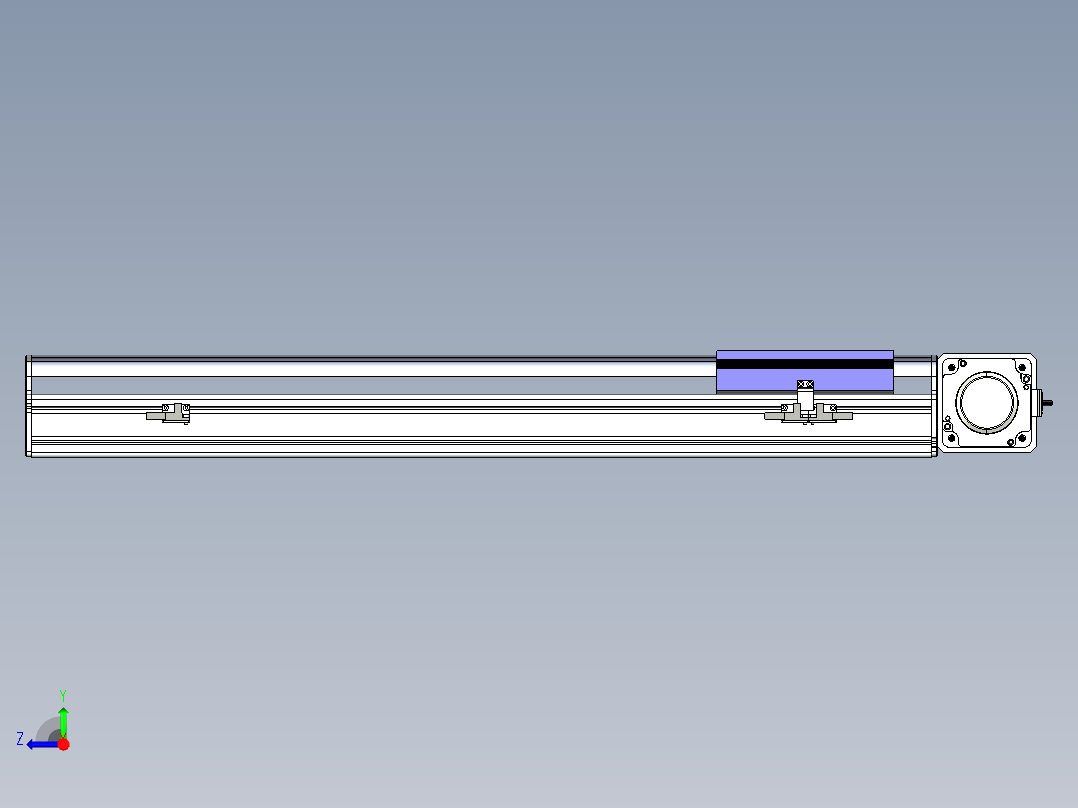 同步带滑台-半封闭B17-L100-S550-R-P75-D3-N3右视图