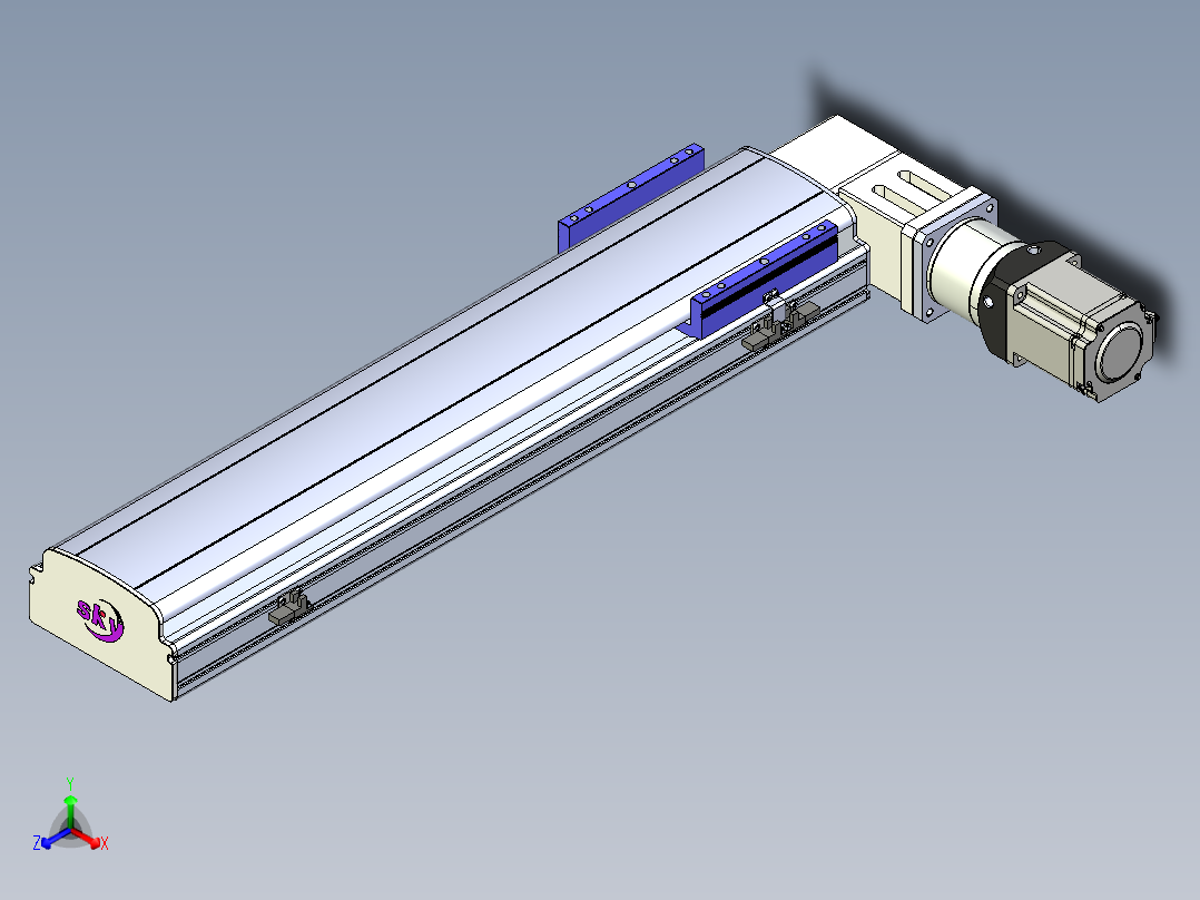 同步带滑台-半封闭B17-L100-S550-R-P75-D3-N3正等轴测图
